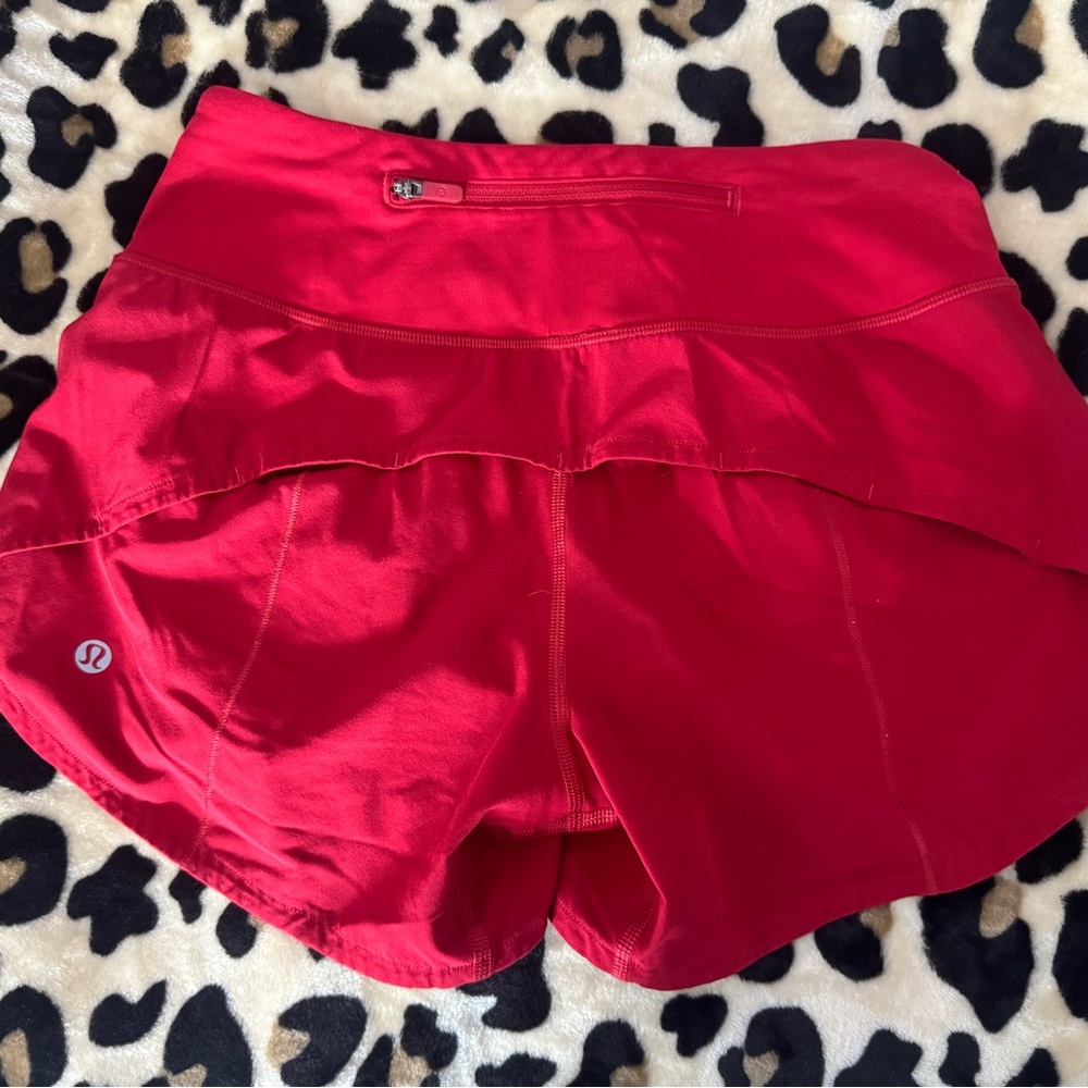 Lululemon red speed up shorts 2.5in